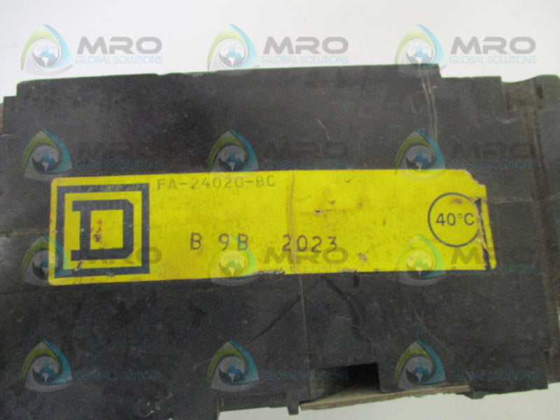 SQUARE D FA-24020-BC CIRCUIT BREAKER 20A UNMP