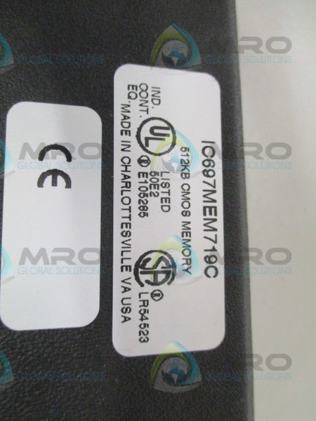 GE FANUC IC697MEM719C CMOS MEMORY MODULE 512KB UNMP