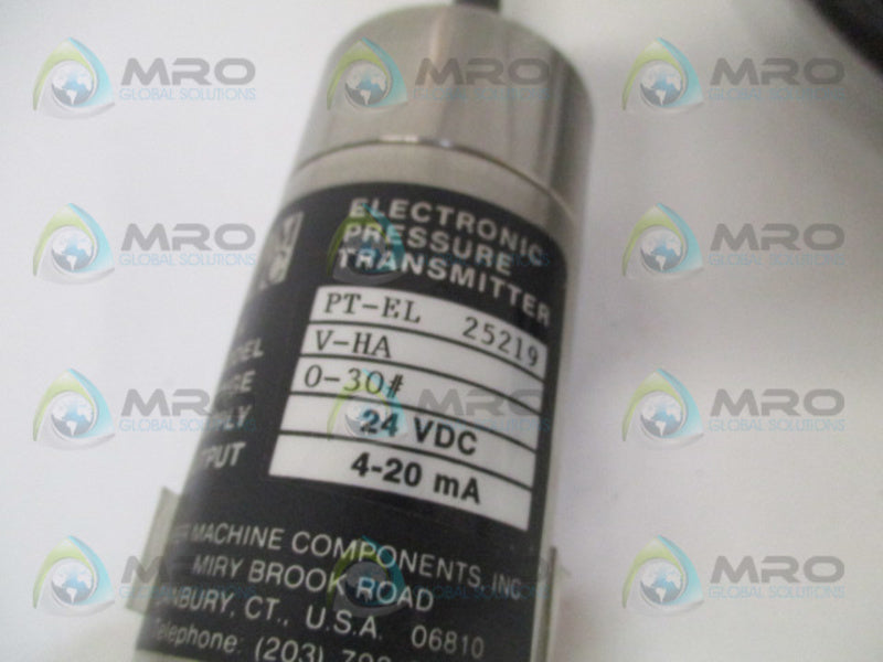 PMC PT-EL V-HA ELECTRONIC PRESSURE TRANSMITTER 0-30# (AS PICTURED) NSNP