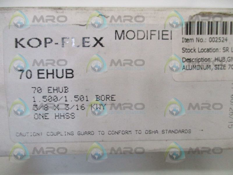 KOP-FLEX 70EHUB ELASTOMERIC FLEX COUPLING 1.5" NSMP