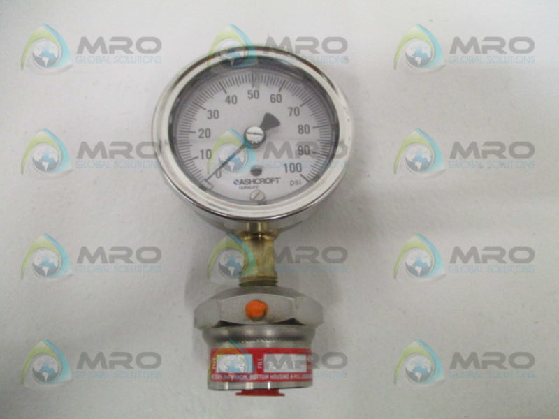 ASHCROFT 25310SS02T-100# PRESSURE GAUGE 0-100 PSI  NSMP