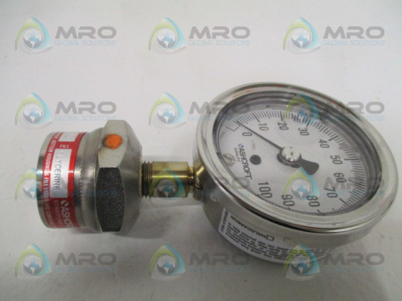 ASHCROFT 25310SS02T-100# PRESSURE GAUGE 0-100 PSI  NSMP