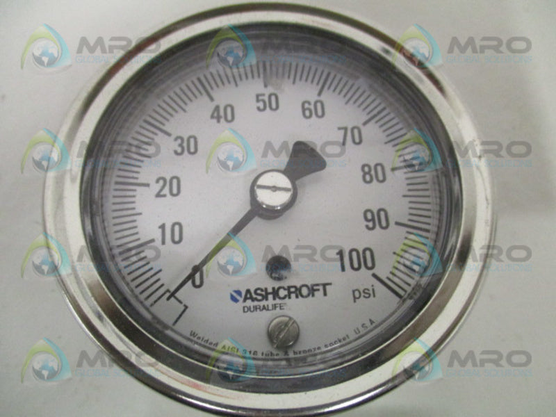 ASHCROFT 25310SS02T-100# PRESSURE GAUGE 0-100 PSI  NSMP