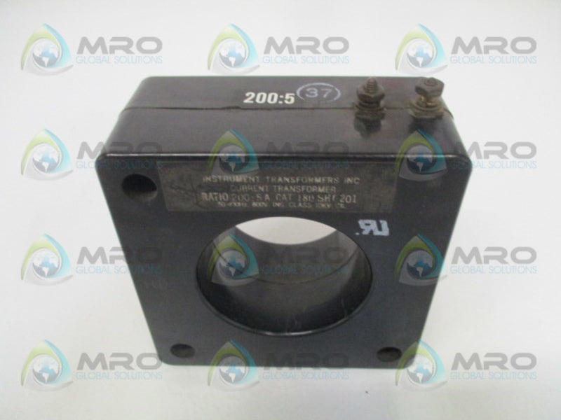 INSTRUMENT TRANSFORMERS 180SHT-201 CURRENT TRANSFORMER RATIO 200:5A  UNMP