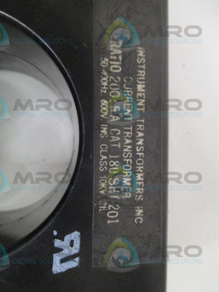 INSTRUMENT TRANSFORMERS 180SHT-201 CURRENT TRANSFORMER RATIO 200:5A  UNMP