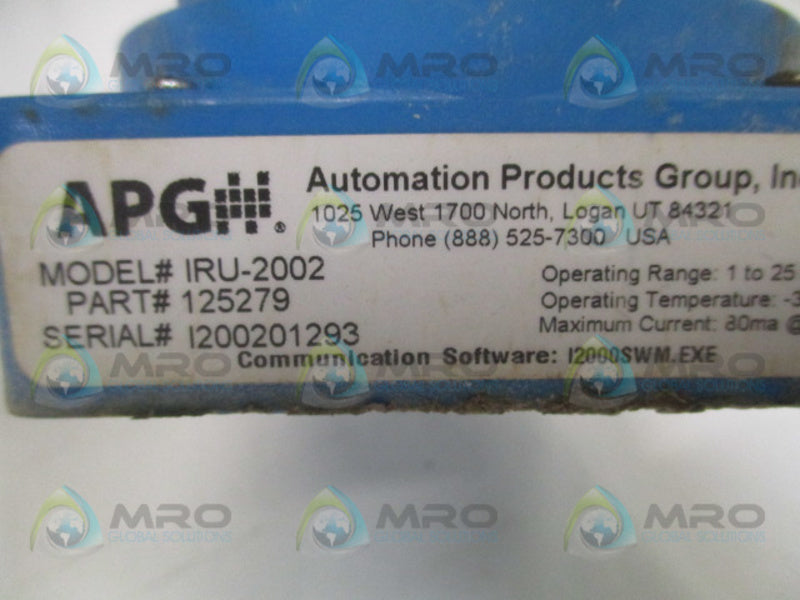 APG IRU-2002 125279 ULTRASONIC LEVEL SENSOR  UNMP