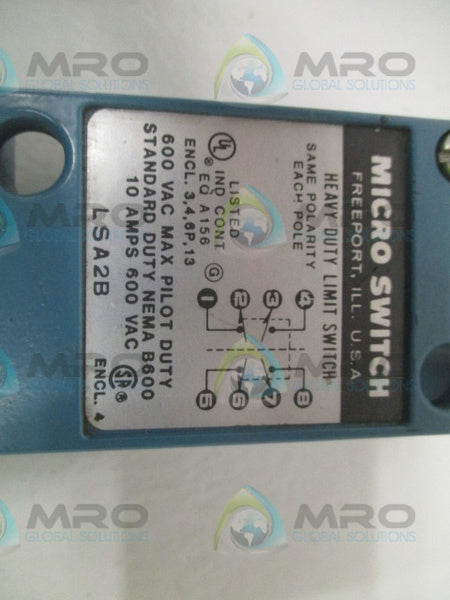 MICRO SWITCH LSA2B LIMIT SWITCH (AS PICTURED)UNMP