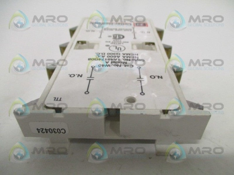 CUTLER HAMMER W40 AUXILIARY CONTACT BLOCK  UNMP