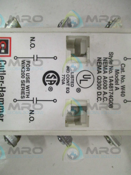 CUTLER HAMMER W40 AUXILIARY CONTACT BLOCK  UNMP