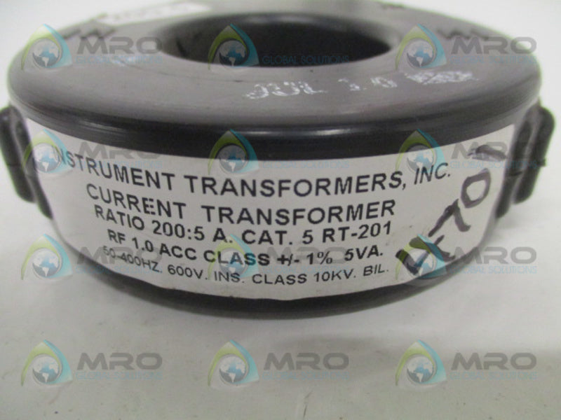 INSTRUMENT TRANSFORMERS 5RT-201 CURRENT TRANSFORMER RATIO 200:5 NSNP