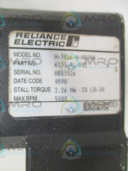 RELIANCE ELECTRIC H-3016-N-H00AA 6133-01-802 SERVO MOTOR 1 HP 5000 RPM UNMP