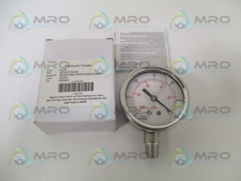 GRAINGER 4CFG9 PRESSURE GAUGE 30"-0" HG VAC NSMP