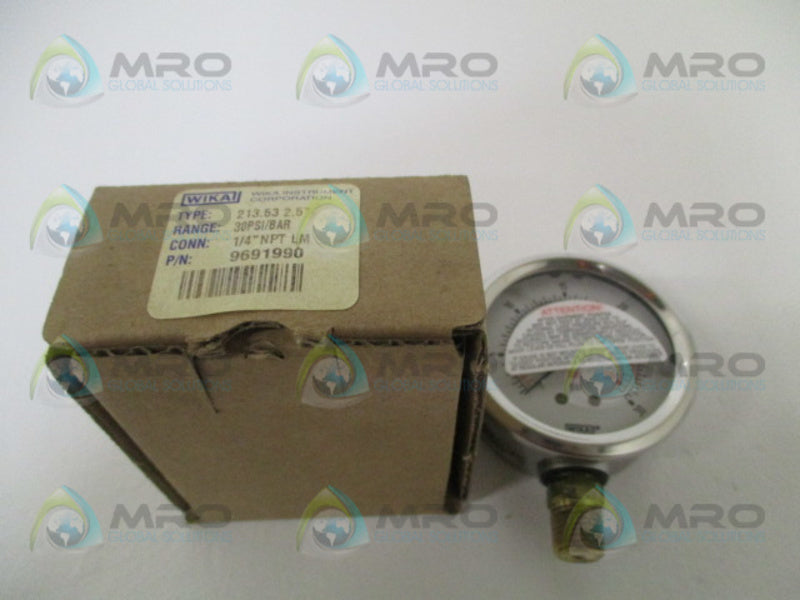 WIKA 9691990 213.53 2.5" PRESSURE GAUGE 30 PSI/BAR NSMP