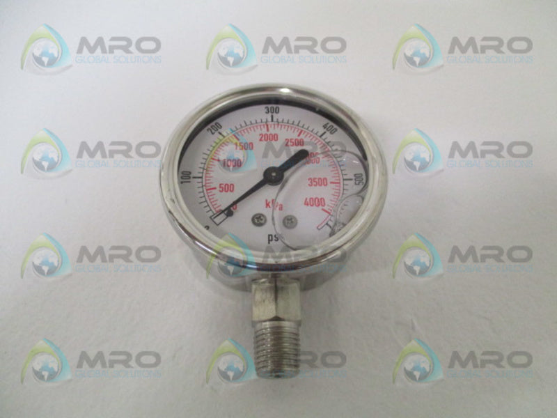 GRAINGER 4CFH9 PRESSURE GAUGE 0-600 PSI 0-4000 KPA NSMP
