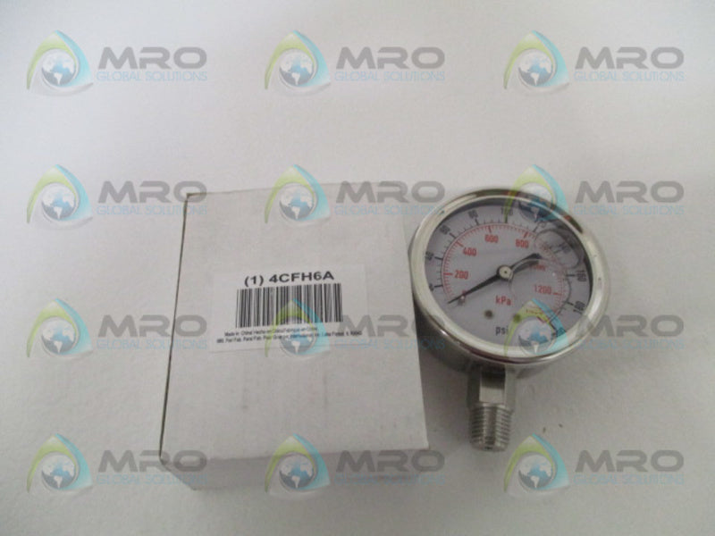 GRAINGER 4CFH6A PRESSURE GAUGE 0-200 PSI  0-1400 KPA NSMP