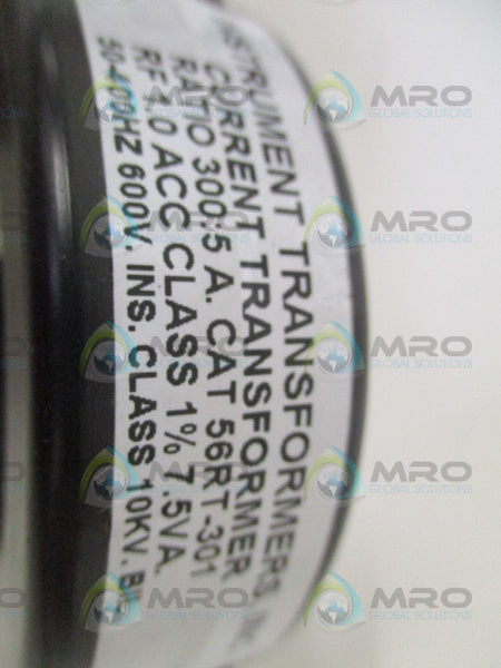 INSTRUMENT TRANSFORMERS 56RT-301 CURRENT TRANSFORMER RATIO 300:5 NSNP