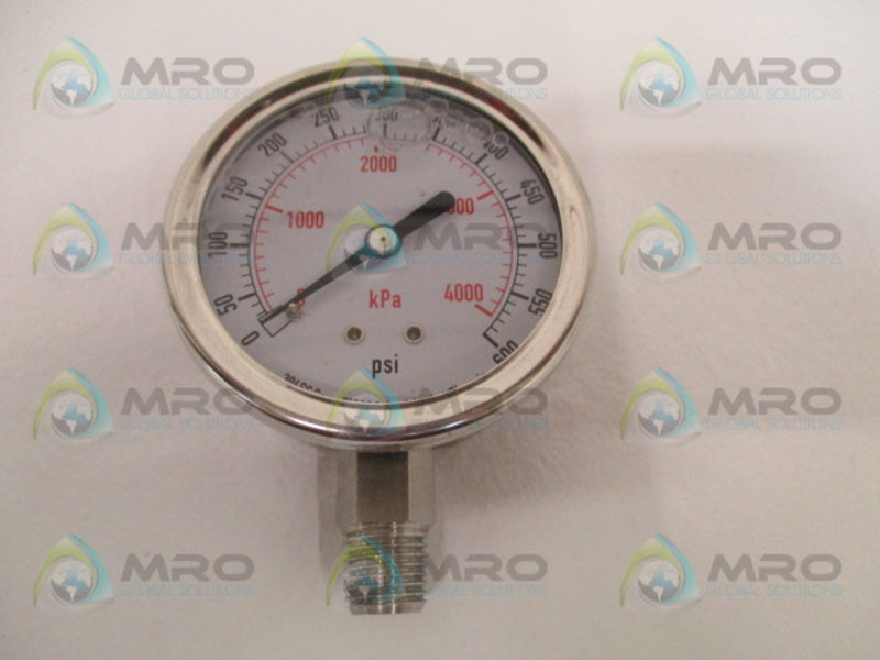 GRAINGER 4CFH9A PRESSURE GAUGE 0-600 PSI 0-4000 KPA NSNP