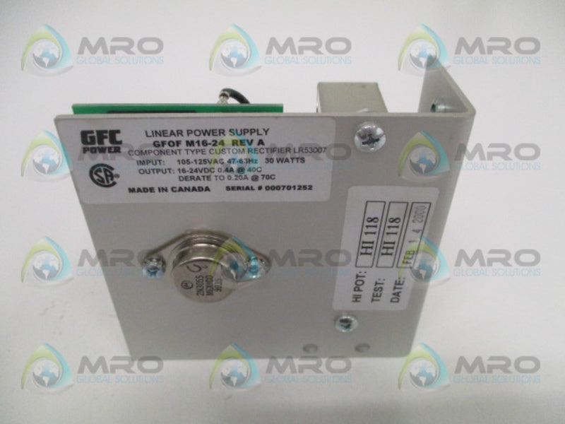 GLOBAL GFOFM16-24 LINEAR POWER SUPPLY 105-125VAC NSMP