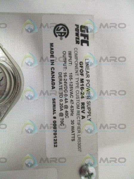 GLOBAL GFOFM16-24 LINEAR POWER SUPPLY 105-125VAC NSMP