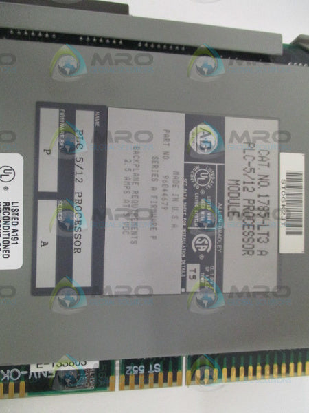 ALLEN BRADLEY 1785-LT3 SER. A F/W P PROCESSOR MODULE (NO KEY)  UNMP