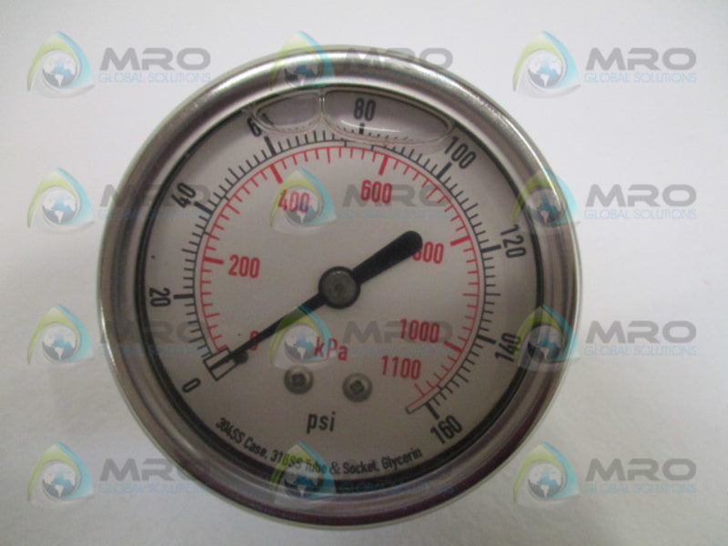 GRAINGER 4CFR7 PRESSURE GAUGE 0-160 PSI 0-1100 KPA NSMP