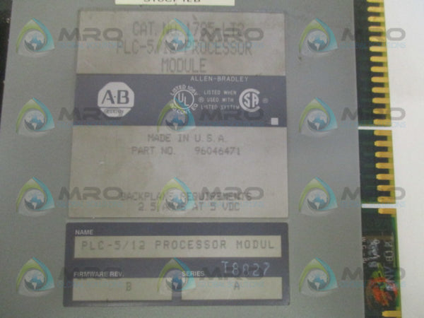ALLEN BRADLEY 1785-LT3 SER. A F/W B PROCESSOR MODULE  UNMP