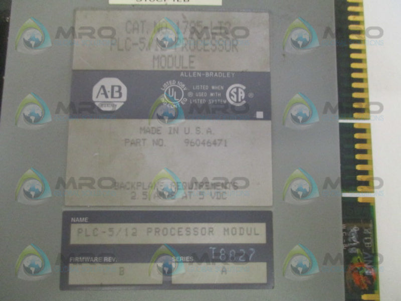 ALLEN BRADLEY 1785-LT3 SER. A F/W B PROCESSOR MODULE  UNMP