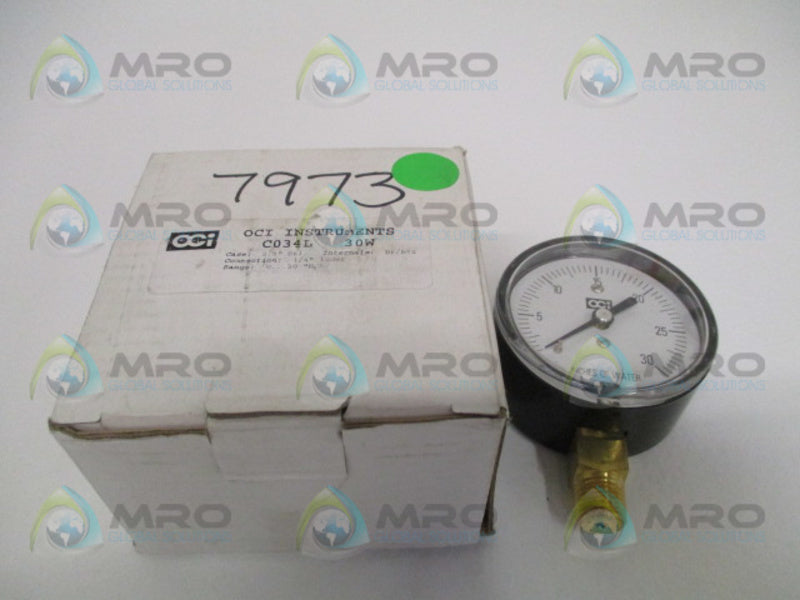 OCI INSTRUMENTS C034L30W PRESSURE GAUGE 0-30" WC NSMP