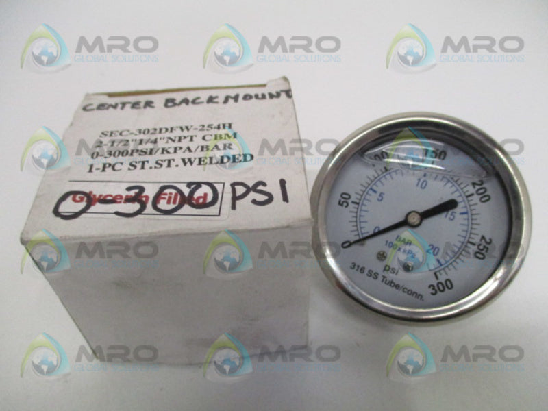 PIC SEC-302DFW-254H PRESSURE GAUGE 0-300 PSI/KPA/BAR NSMP