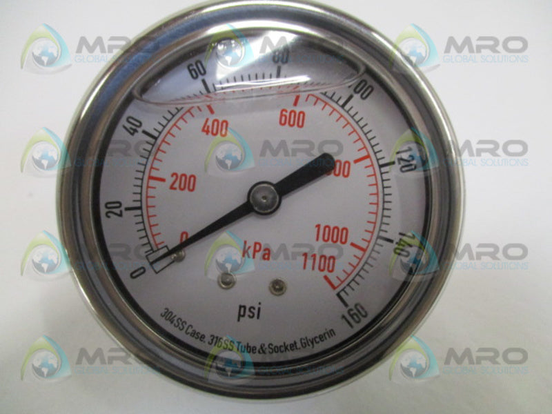 GRAINGER 4CFR7A PRESSURE GAUGE 0-160 PSI 0-1100 KPA NSMP