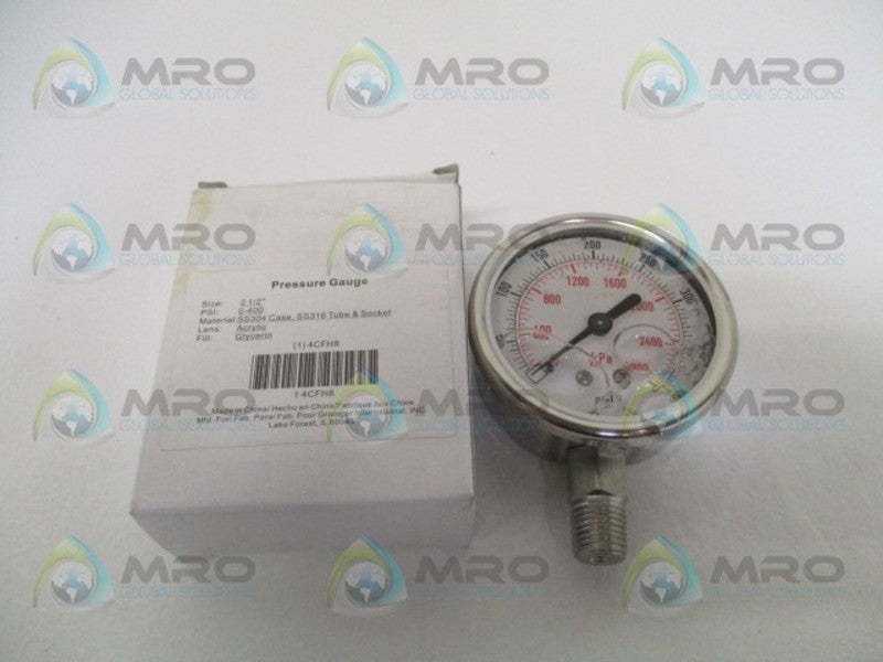GRAINGER 4CFH8 PRESSURE GAUGE 0-400 PSI 0-2000 KPA NSMP