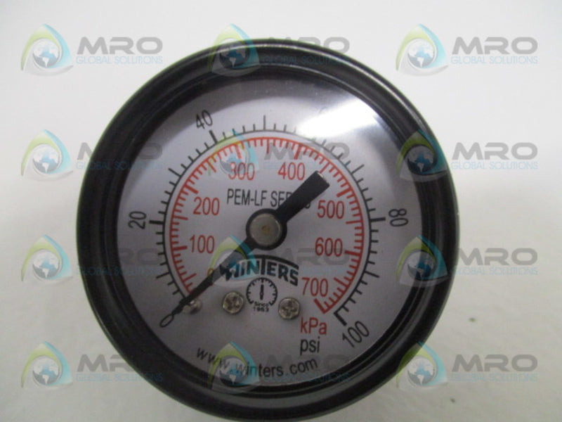 WINTERS PEM1420LF 36TV74 PRESSURE GAUGE 0-100 PS1 0-700 KPA  NSMP