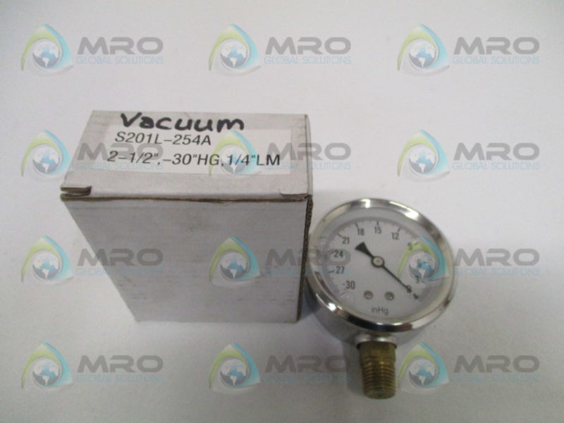 PIC S201L-254A PRESSURE GAUGE -30-0" HG NSMP