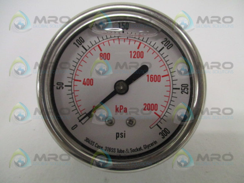 GRAINGER 4CFR9 PRESSURE GAUGE 0-300 PSI 0-2000 KPA NSNP
