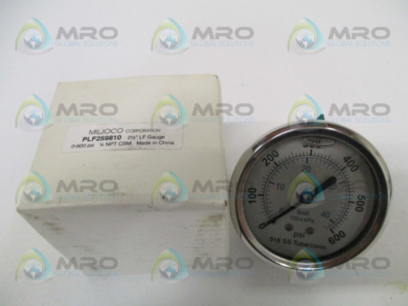MILJOCO PLF259810 PRESSURE GAUGE 0-600 PSI/BAR NSMP