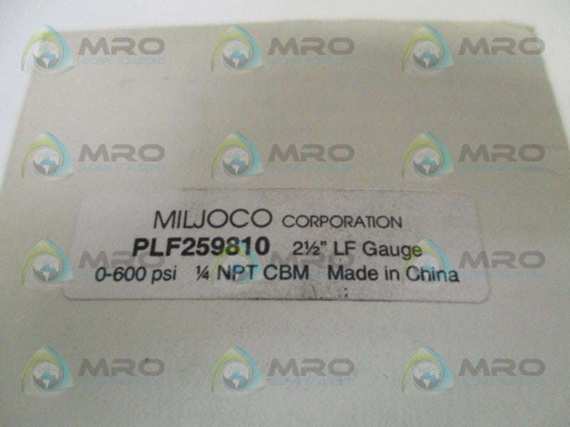 MILJOCO PLF259810 PRESSURE GAUGE 0-600 PSI/BAR NSMP