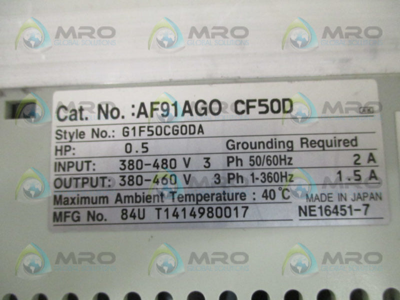 CUTLER HAMMER AF91AG0CF50D 0.5 HP  UNMP