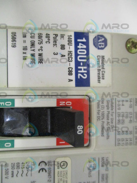 ALLEN BRADLEY 140U-H2C3-C80 SER. A CIRCUIT BREAKER 80A  UNMP