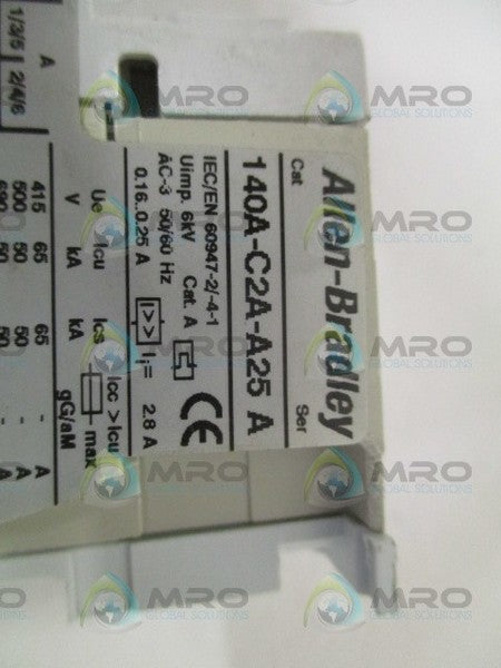 ALLEN BRADLEY 140A-C2A-A25 SER. A CIRCUIT BREAKER 0.16-0.25A (CRACKED)  UNMP