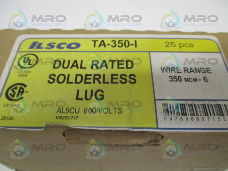 ILSCO TA-350-I DUAL RATED SOLDERLESS LUG (PKG OF 25) NSFS