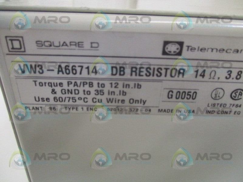 TELEMECANIQUE VW3-A66714 DYNAMIC BRAKING RESISTOR 14 OHMS UNMP