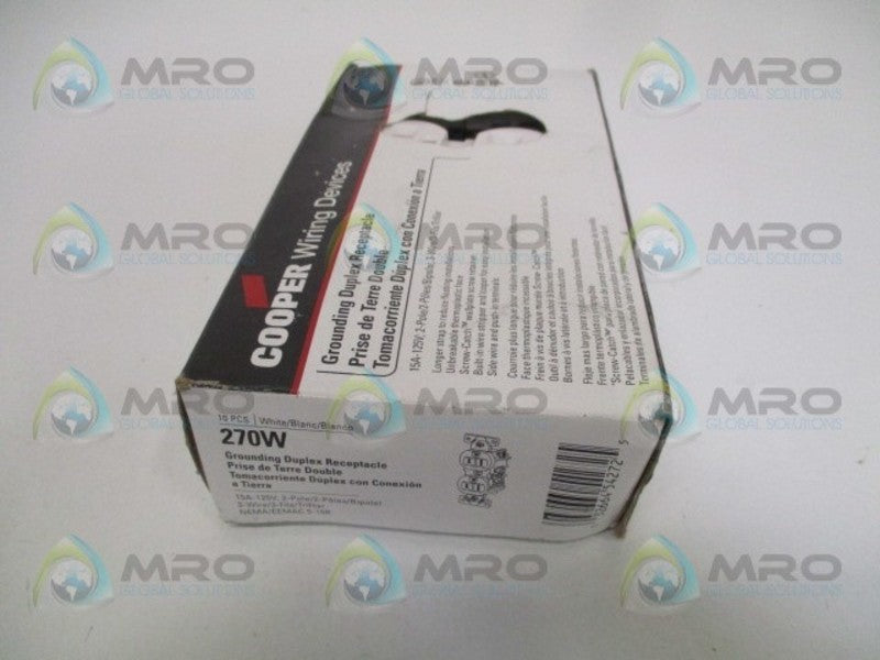 COOPER 270W GROUNDING DUPLEX RECEPTACLE (PKG OF 10)  NSFS