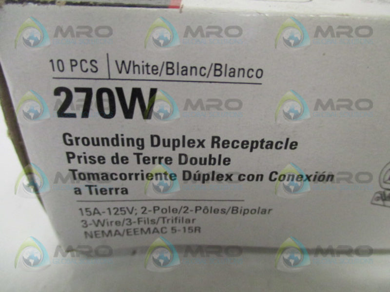 COOPER 270W GROUNDING DUPLEX RECEPTACLE (PKG OF 10)  NSFS