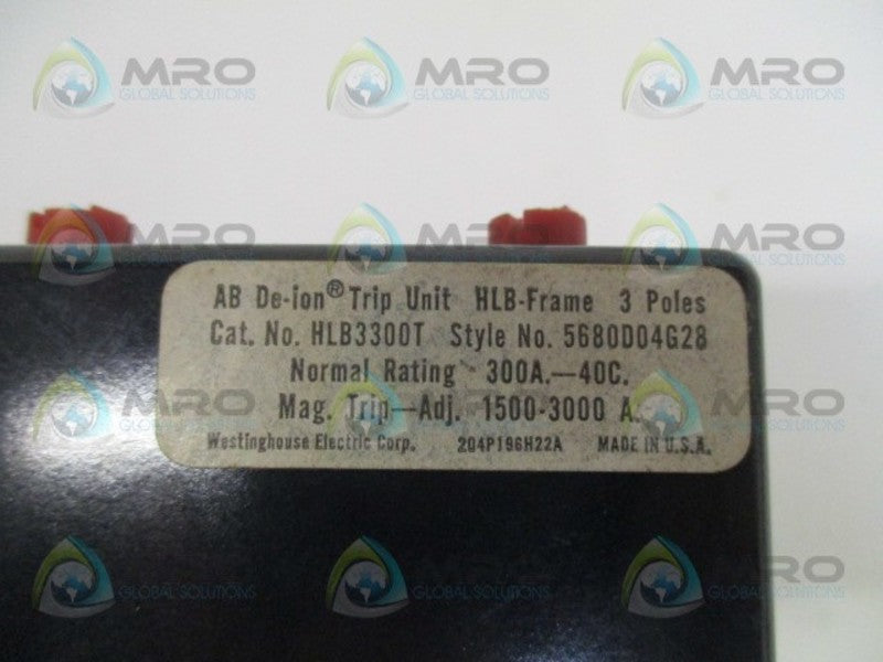 WESTINGHOUSE HLB3300T TRIP UNIT 300A (AS PICTURED) UNMP