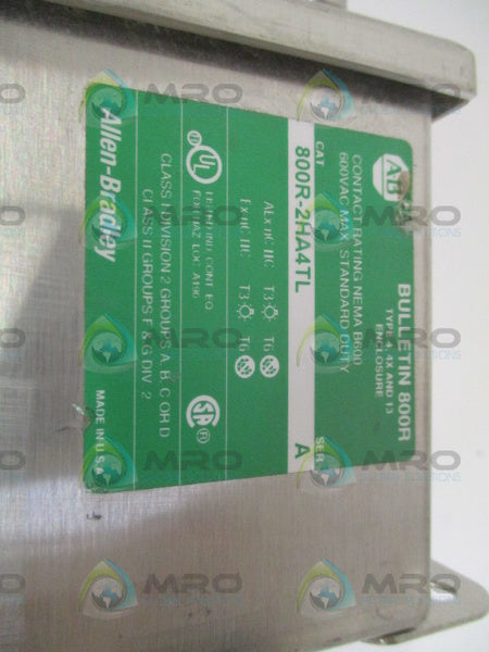 ALLEN BRADLEY 800R-2HA4TL SER. A PUSHBUTTON STATION  UNMP