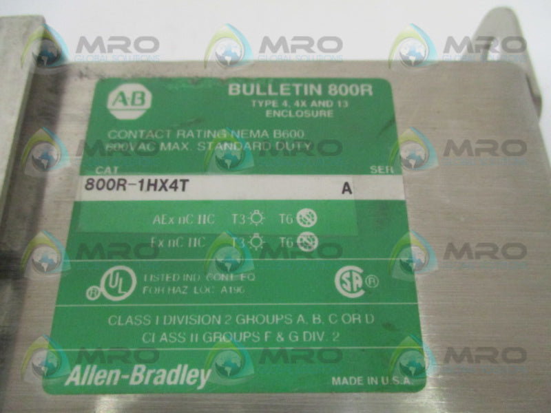 ALLEN BRADLEY 800R-1HX4T SER. A PUSHBUTTON STATION  UNMP