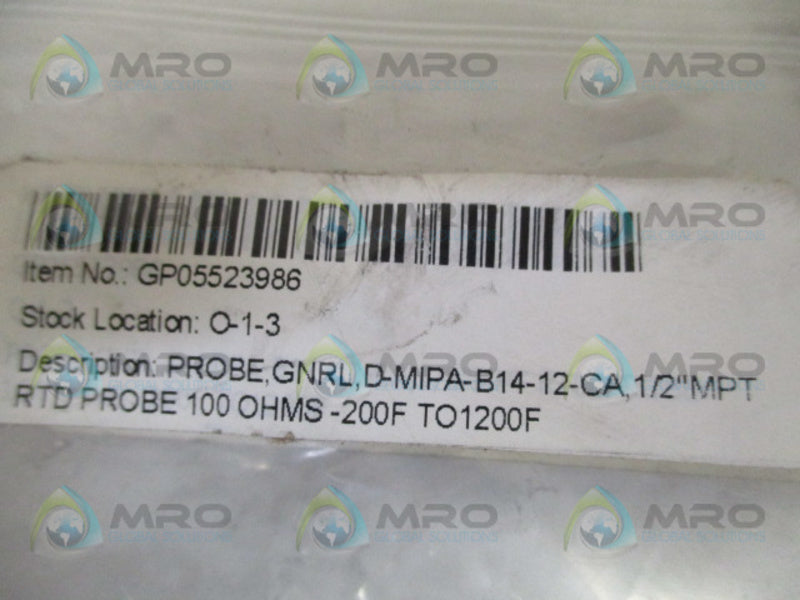 WATLOW D-MIPA-B14-12-CA THERMOCOUPLE PROBE -200/1200 F NSNP