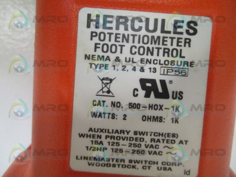 LINEMASTER HERCULES 500-HOX-1K FOOT CONTROL 2W 1K OHMS NSMP