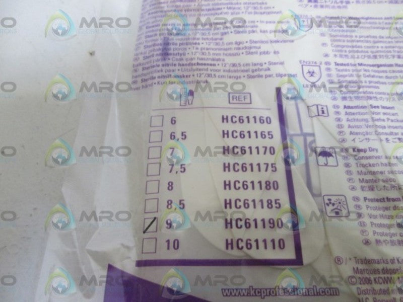 KIMTECH STERILE GLOVES SIZE 9 HC61190 NSMP