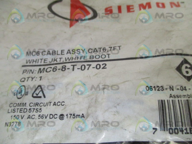 SIEMON MC6-8-T-07-02 CABLE ASSEMLBY 7' NSMP